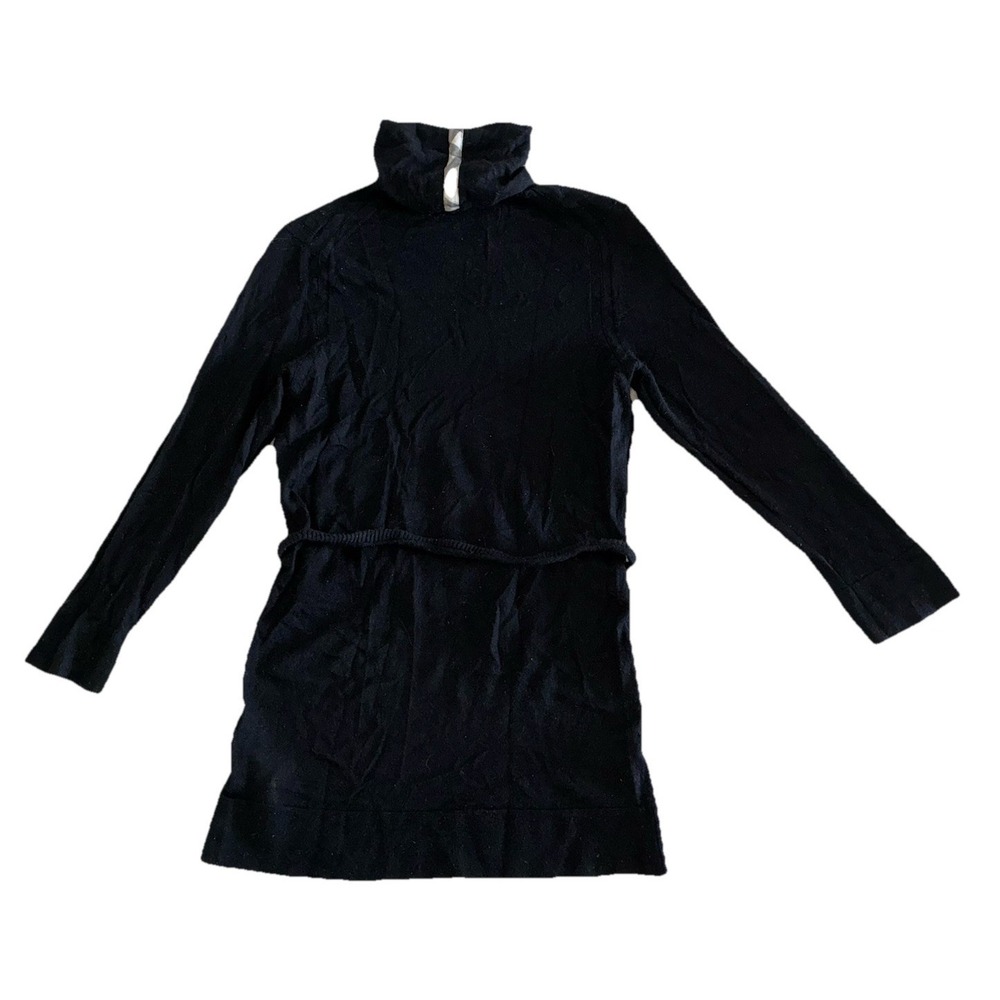 BURBERRY Turtleneck Women's S Black 100% Cashmere Belted Lightweight *flaw - Picture 3 of 14